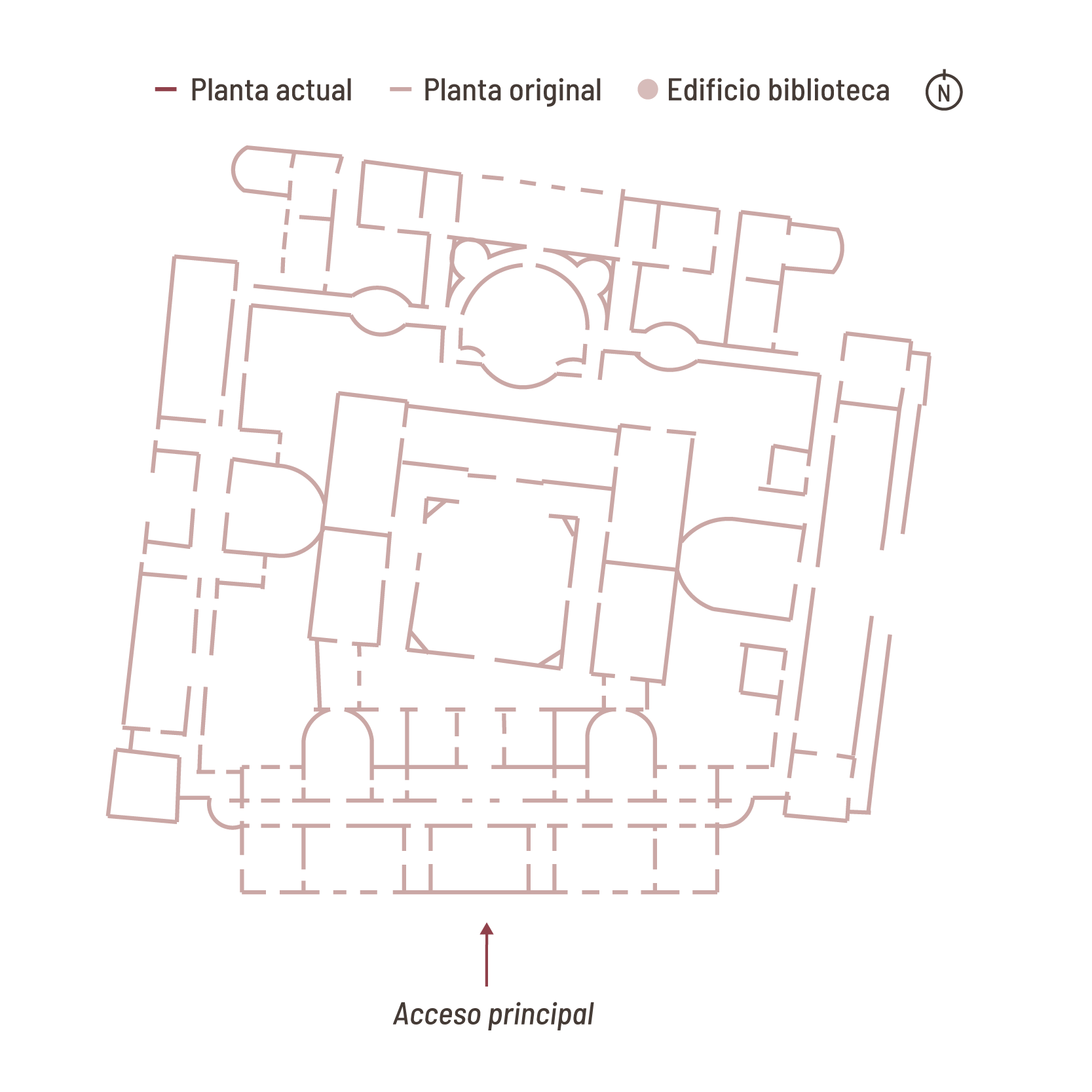 En la imagen se visualiza el plano de construcción original diseñado para la Biblioteca Nacional de Chile