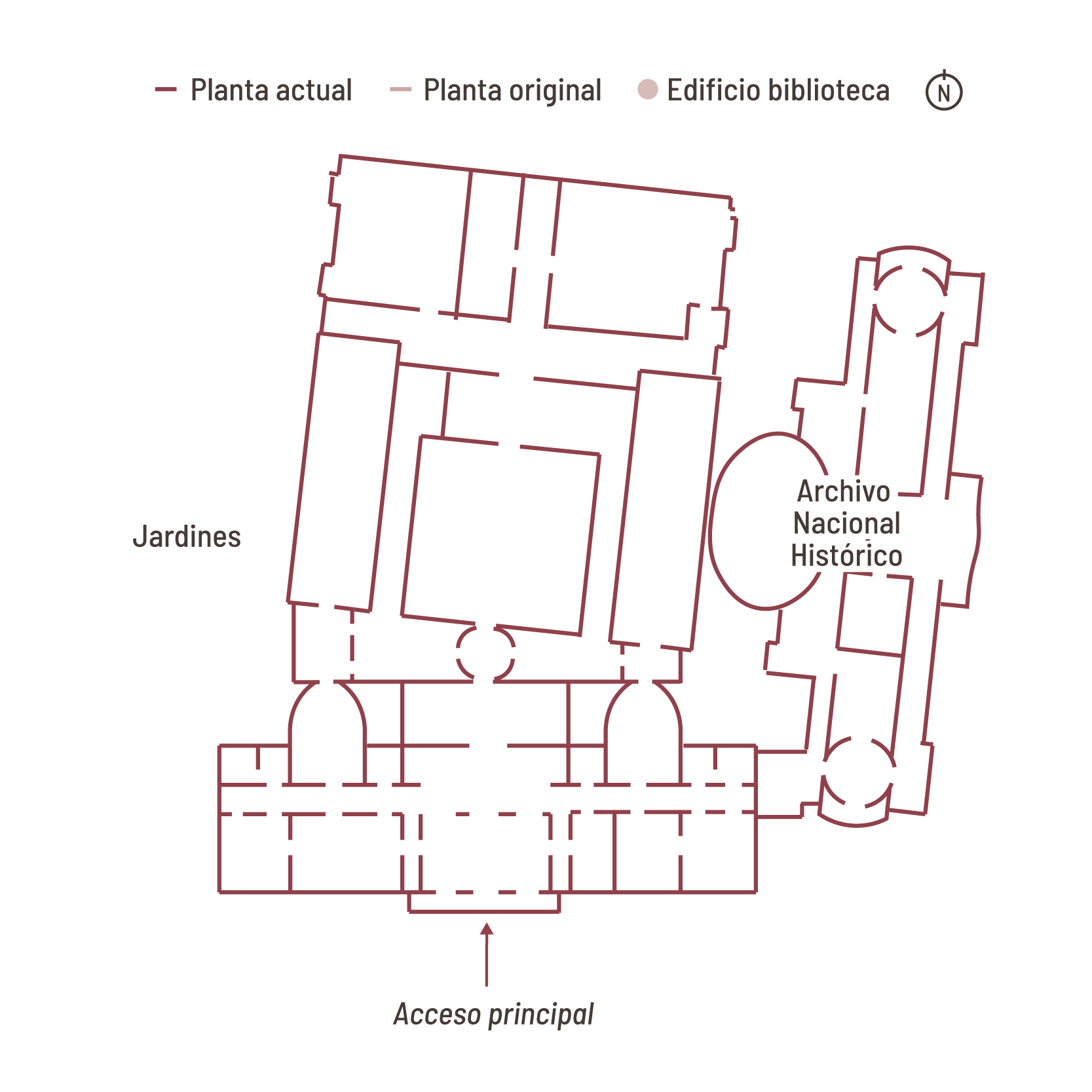 En la imagen se visualiza el plano de construcción final de Biblioteca Nacional de Chile